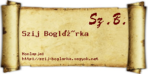 Szij Boglárka névjegykártya